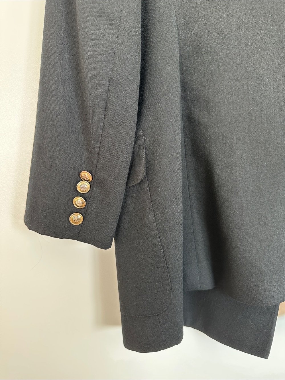 Vintage 90s Ralph Lauren Black Double-Breasted Blazer with Embroidered Crest 14 - Picture 10 of 12